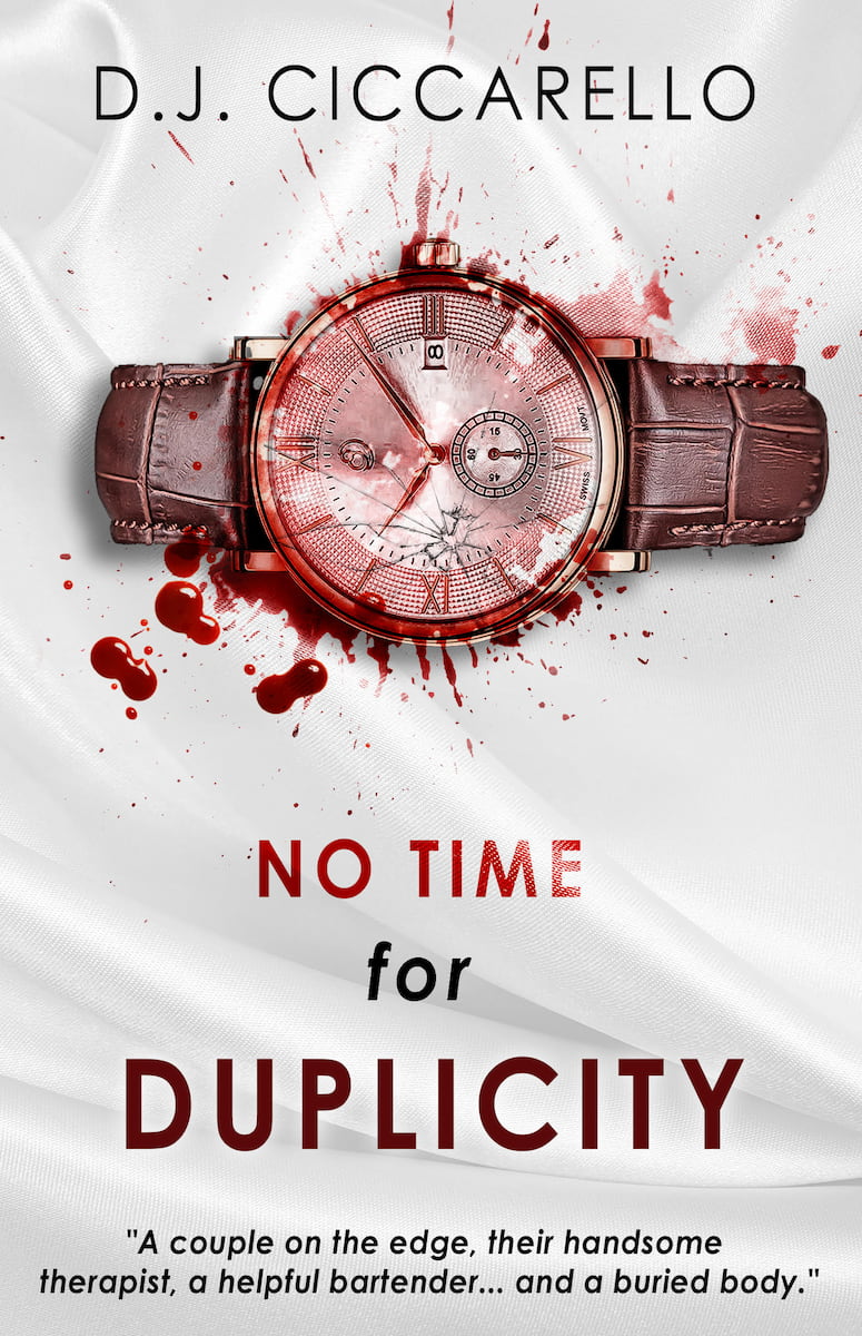 No Time for Duplicity book cover showing a watch with blood spatters